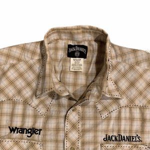 Wrangler Jack Daniels Tan Plaid Pearl Snap Shirt